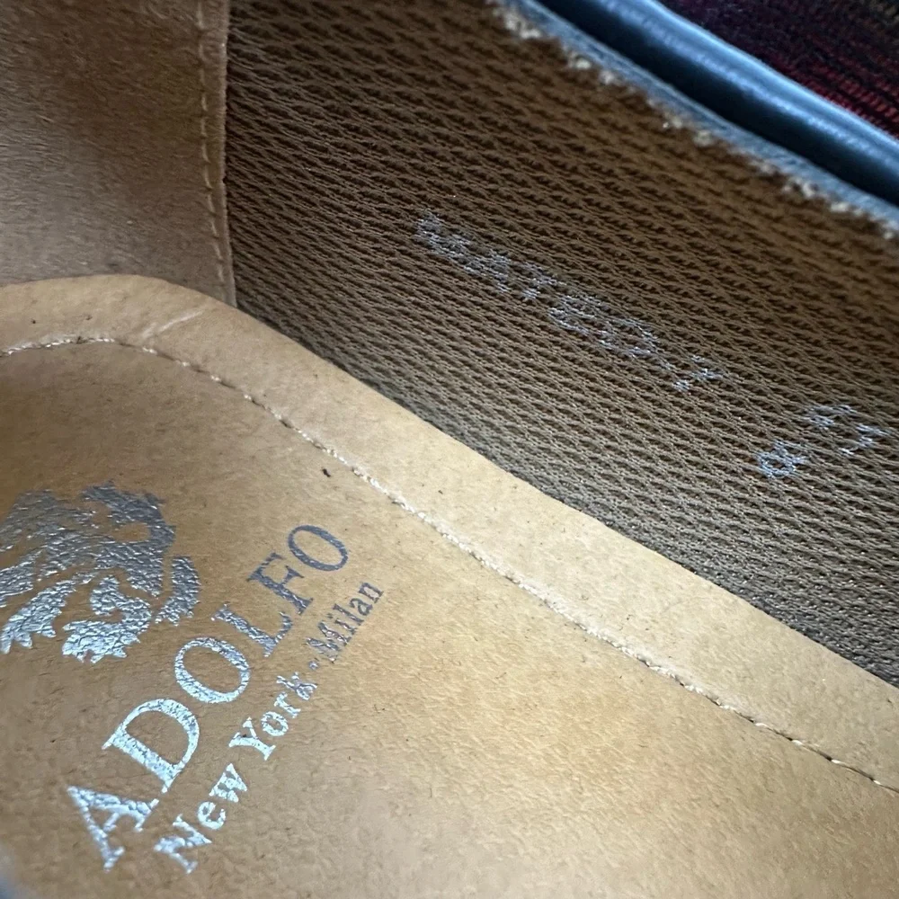 Unique Adolfo Multicolor Textured Metallic Emblem Mens Loafers Size 8